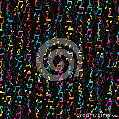 Music note vertical colorful connect seamless pattern Vector Illustration