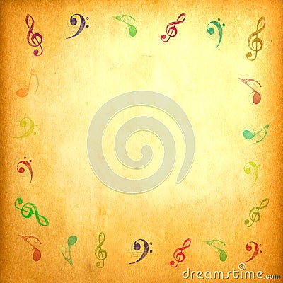 Music note on vintage paper Stock Photo
