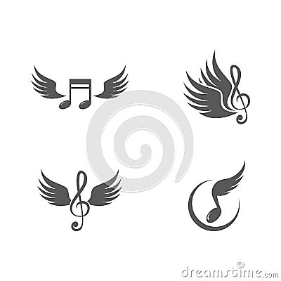 Music note wing logo vector Vector Illustration