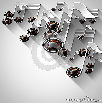 Music Note and Woofer Background Stock Photo