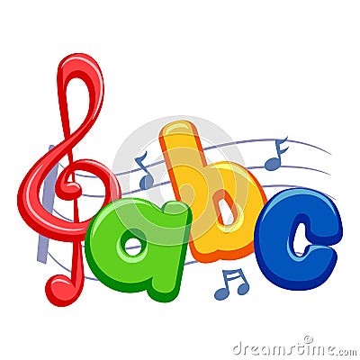 Music Notes with ABC Vector Illustration