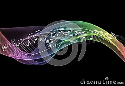 Music notes on abstract background . Stock Photo