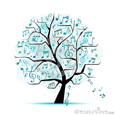 Music notes. Abstract musical tree for your design Vector Illustration