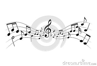 Music notes as symbol melody graphic background Cartoon Illustration