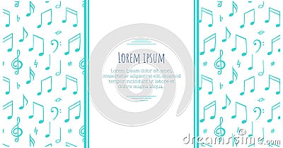 Music notes background. Banner template. Melody symbol. Black and wite llustration Stock Photo