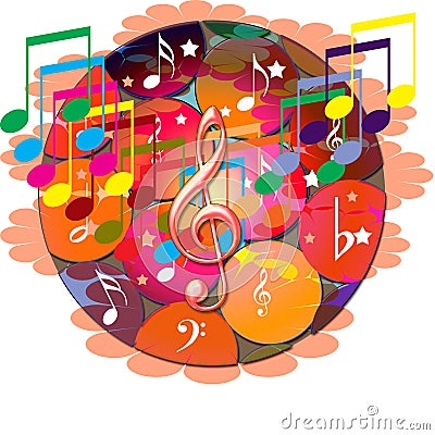 Music notes banner Cartoon Illustration