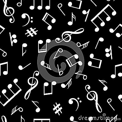 Music notes black pattern. Musical note signs old style background for vintage lp vector illustration Vector Illustration