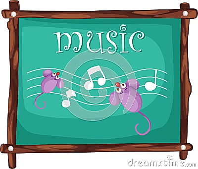 Music notes on blackboard vector Vector Illustration