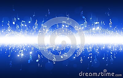 Music Notes Blue Background Stock Photo