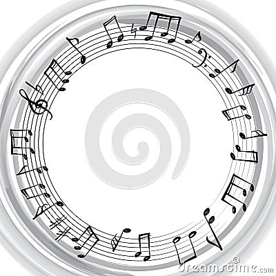 Music notes border. Musical background. Music round shape frame Stock Photo