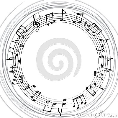 Music notes border. Musical background. Music style round shape Stock Photo