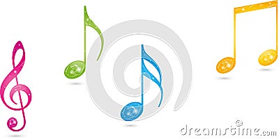 Music notes, clef, Music Logo Stock Photo