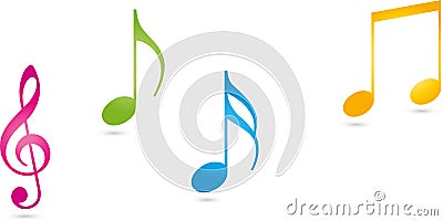 Music notes in color, music and sound logo Stock Photo
