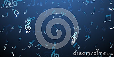 Music notes flying vector illustration. Symphony Vector Illustration