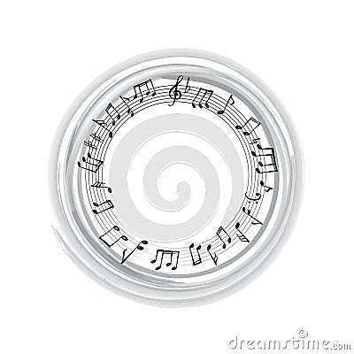 Music notes frame. Musical background. Stock Photo
