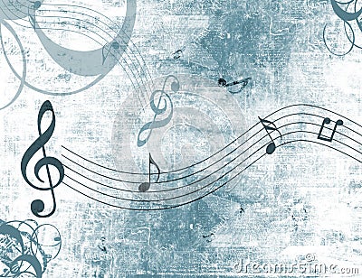 Music notes grunge background Cartoon Illustration