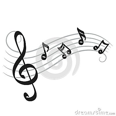 Music notes hand drawing on white for your design, stock vector Vector Illustration