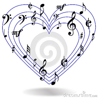 Music notes heart Vector Illustration