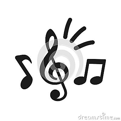 Music notes icon, group musical notes signs â€“ vector Stock Photo