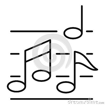 Music notes icon, outline style Vector Illustration