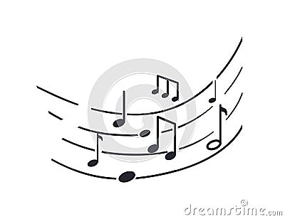 Music Notes and Melody Tablature, Sounds Signs Vector Illustration