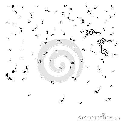 Music notes. Mensural musical notation. Black notes symbols. Music staff Vector Illustration