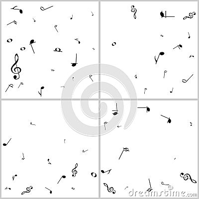 Music notes. Mensural musical notation. Black notes symbols. Not Vector Illustration