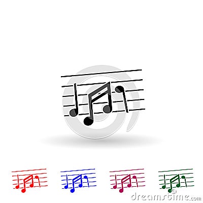 Music notes multi color icon. Simple glyph, flat vector of music instrument icons for ui and ux, website or mobile application Stock Photo