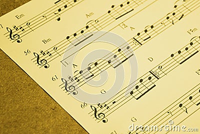 Music notes, music sheet. Stock Photo