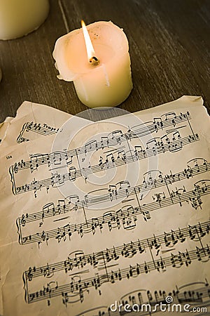Music notes on old paper Stock Photo