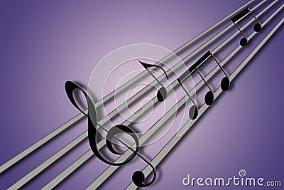 Music notes playing in some guitar strings Stock Photo