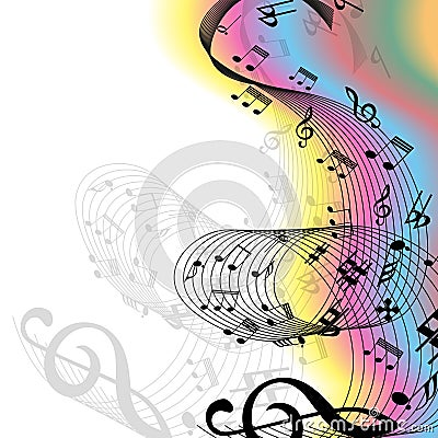 Music Notes Rainbow Cartoon Illustration