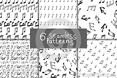 Music notes seamless pattern set Vector Illustration