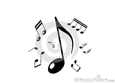 Music notes, song, melody, tune vector illustration. Sound element flat background Cartoon Illustration