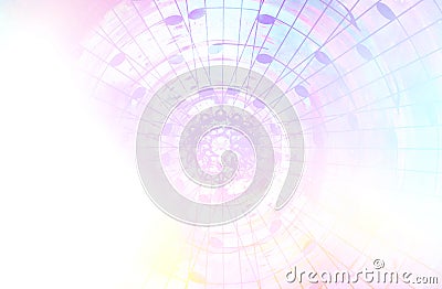 Music notes in space with stars. abstract color background. Music concept. Stock Photo