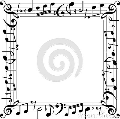 Music notes square box border Cartoon Illustration