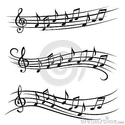 Music notes on stave Vector Illustration