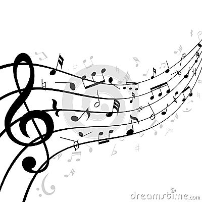 Music notes on a stave or staff Vector Illustration