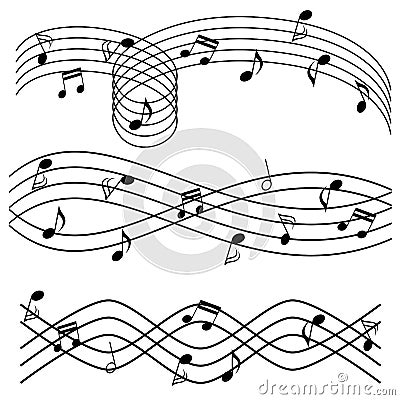 Music notes on stave Vector Illustration