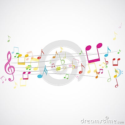 Music notes on stave Vector Illustration