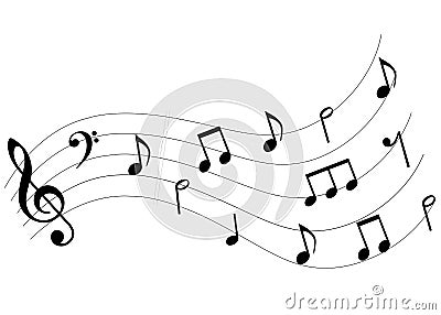 Music notes surge Stock Photo