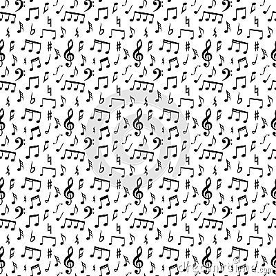 Music notes and symbols seamless pattern design. Fully editable fill and background color. Vector Illustration