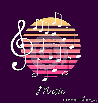 Music Notes and Text, Notation Tablature Poster Vector Illustration