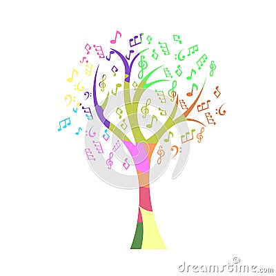 Music notes tree Vector Illustration