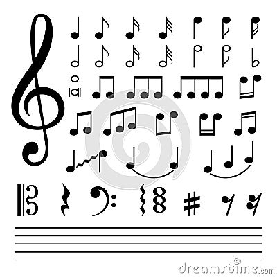 Music notes isolated on white background Vector Illustration