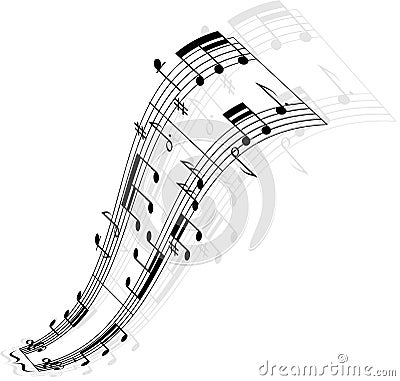 Music notes wave Vector Illustration