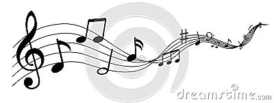 Music notes wave isolated, group musical notes background â€“ for stock Vector Illustration