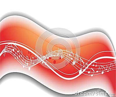 Music notes wave theme Cartoon Illustration