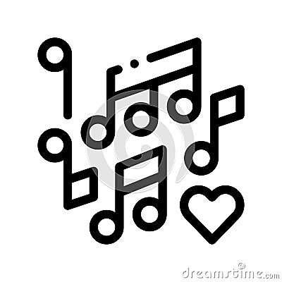 Music Notes Wedding Dance Thin Line Vector Icon Vector Illustration