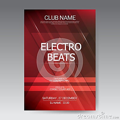 Music party EDM sound poster. Electronic club fun music. Musical event disco trance sound. Night party invitation. DJ flyer poster Vector Illustration